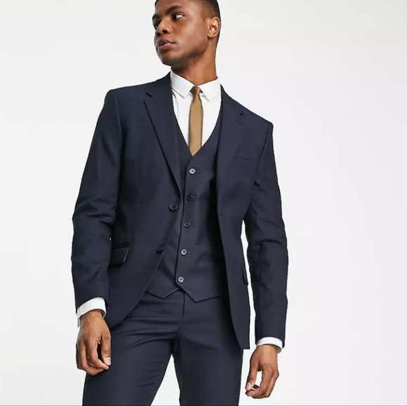 18849 Navy Slim Fit Water Resistant Nano Patterned Suit